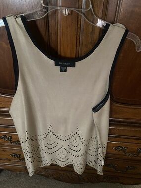 Karen Kane Beige Tank with Black Neck Trim